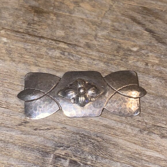 Bjarne 925 Sterling Silver Hammered Floral Arts Brooch Pin Vintage Jewelry Craft - Picture 13 of 13